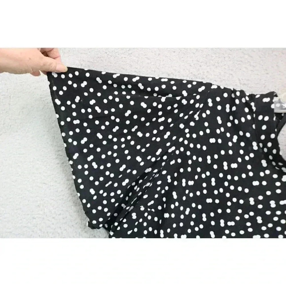 Zara Basic Dress Womens Large Black White Polka Dot Flutter Short Sleeve Viscose - Picture 4 of 7